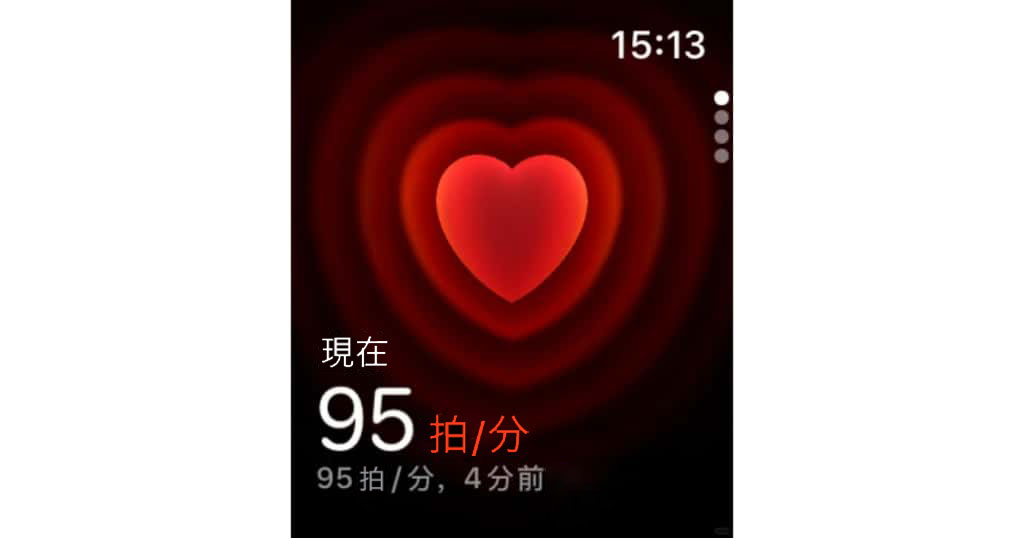 Apple Watchの心拍数表示画面