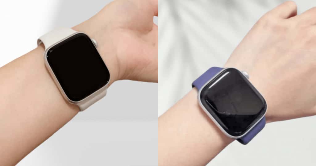 Apple Watchを手首の内側と外側につけた例