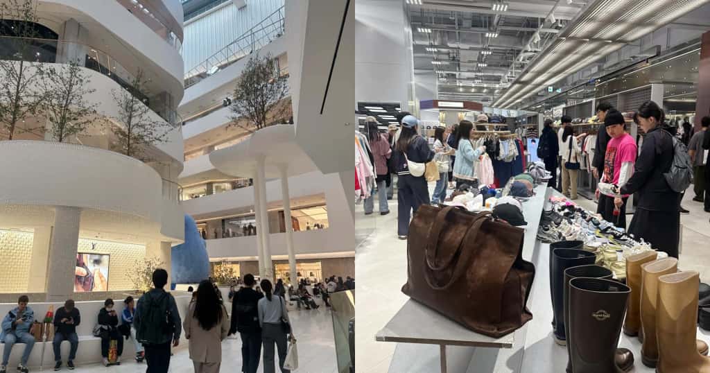 韓国のデパートでショッピングする