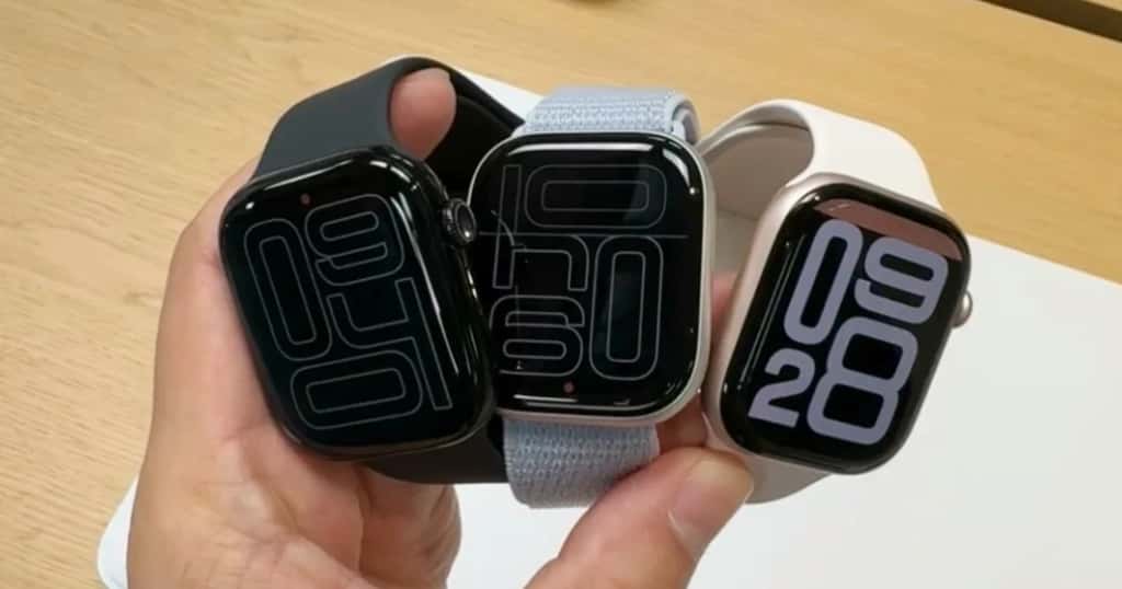 Apple Watch Series 10の3カラー（ブラック／ローズゴールド／シルバー）の画像